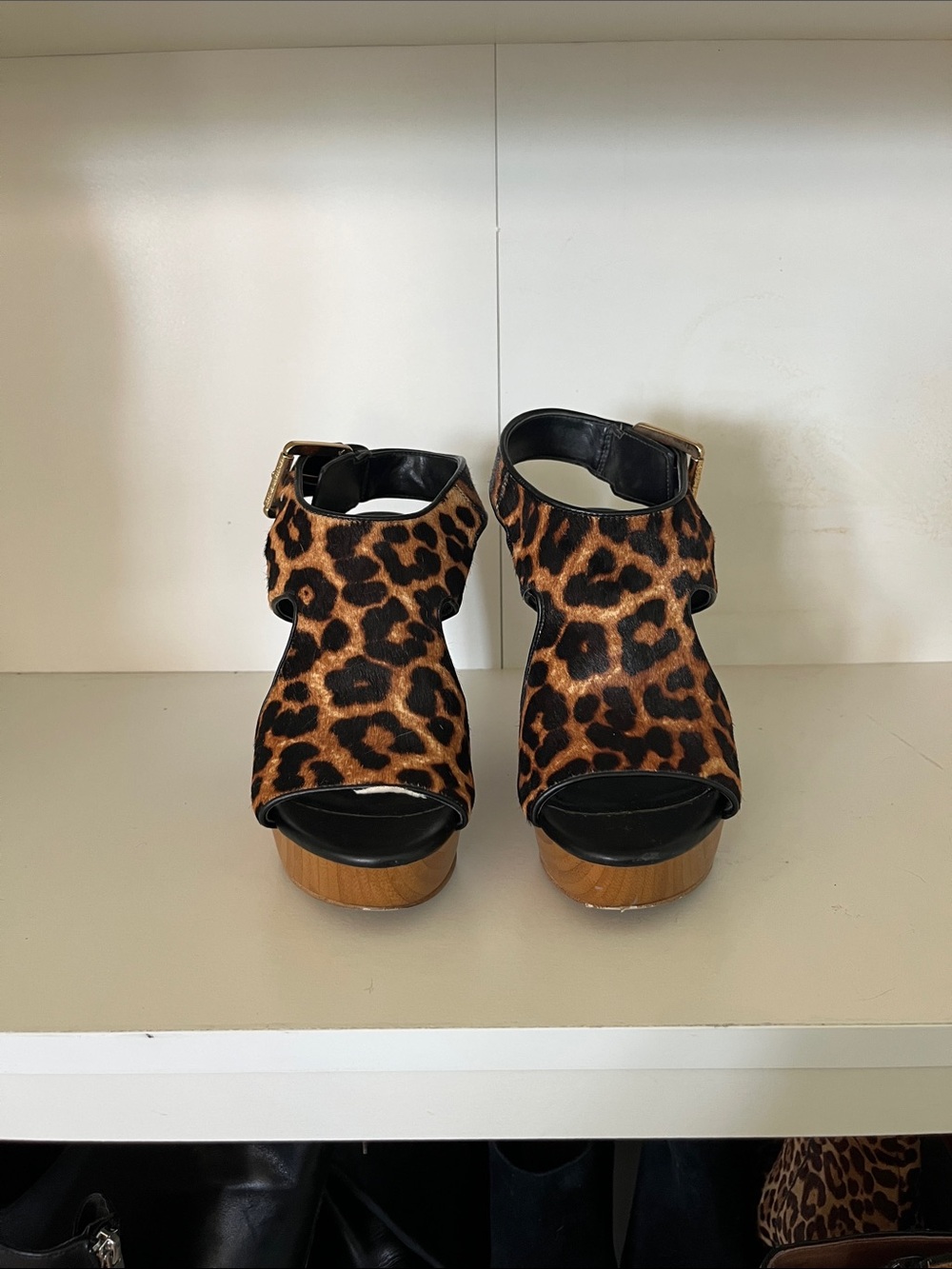 Michael Kors Leopard-Print Platform Sandals in Brown and Black